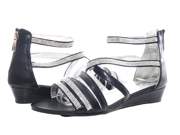 Sandales compensées pour femmes chaussures d'été nu-pieds noir # 2523