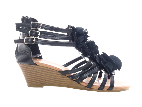 Damen Keilabsatz Sandalen Sommerschuhe Sandaletten Black # 213