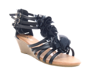Damen Keilabsatz Sandalen Sommerschuhe Sandaletten Black # 213