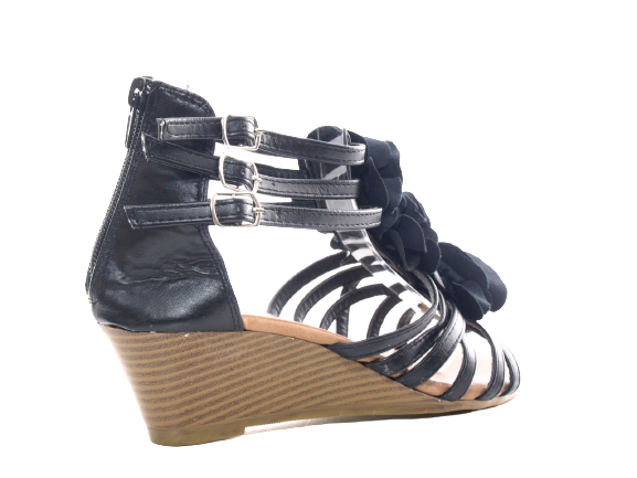 Damen Keilabsatz Sandalen Sommerschuhe Sandaletten Black # 213