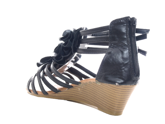 Damen Keilabsatz Sandalen Sommerschuhe Sandaletten Black # 213