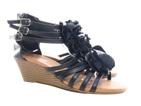 Damen Keilabsatz Sandalen Sommerschuhe Sandaletten Black # 213
