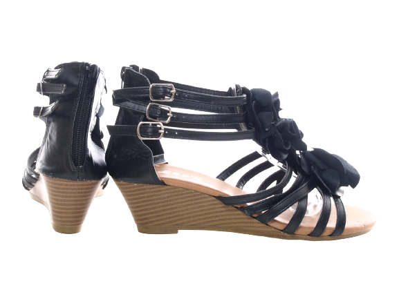 Damen Keilabsatz Sandalen Sommerschuhe Sandaletten Black # 213