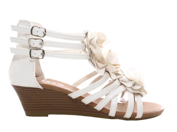 Damen Keilabsatz Wedges Plateau Sandalen Sandaletten Keilabsatz Römer White # 213