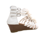 Damen Keilabsatz Wedges Plateau Sandalen Sandaletten Keilabsatz Römer White # 213