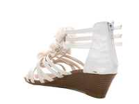 Damen Keilabsatz Wedges Plateau Sandalen Sandaletten Keilabsatz Römer White # 213