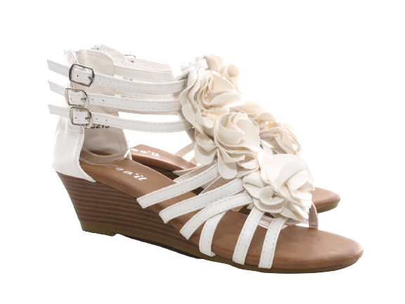 Damen Keilabsatz Wedges Plateau Sandalen Sandaletten Keilabsatz Römer White # 213