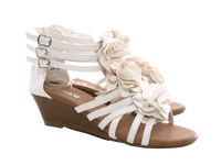 Damen Keilabsatz Wedges Plateau Sandalen Sandaletten Keilabsatz Römer White # 213