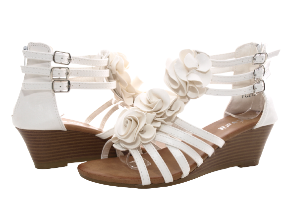 Sandales compensées à plateforme pour femmes style romain blanc # 213