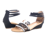 Damen Keilabsatz Sandalen Sommerschuhe Sandaletten Black # 886-5
