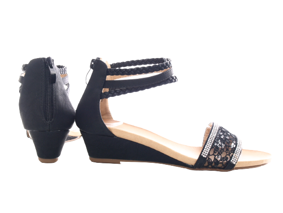 Women's Wedge Sandals Summer Shoes Heeled Sandals Black # 886-5