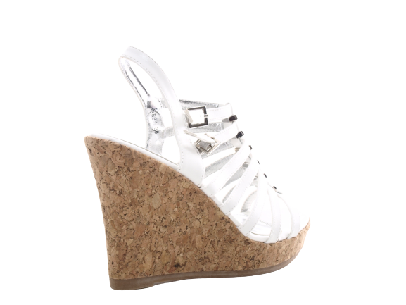 Damen Keilabsatz Wedges Plateau Sandalen Sandaletten Keilabsatz Römer White # 6831