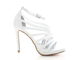 Damen High Heels Brautschuhe Pumps Riemen White # 226