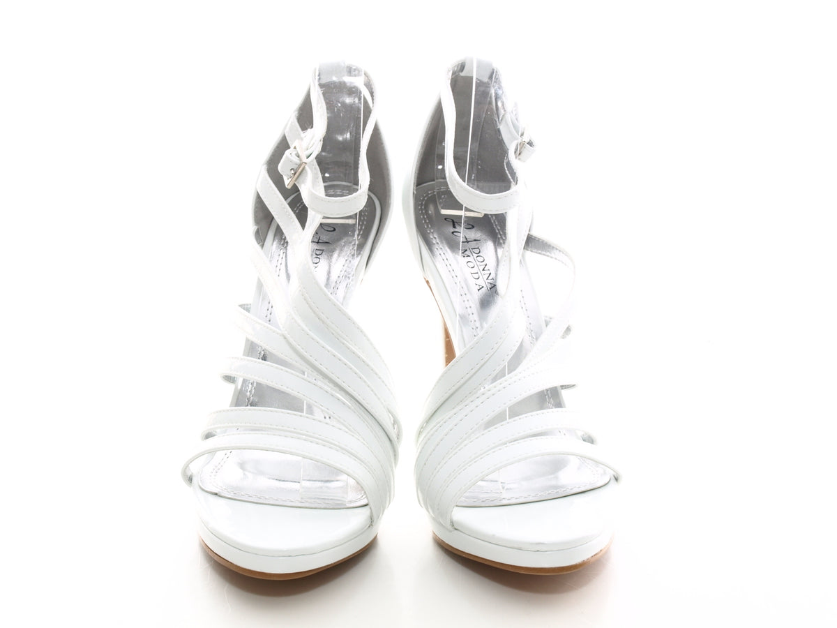 Women's High Heel Bridal Pumps with Straps White # 226