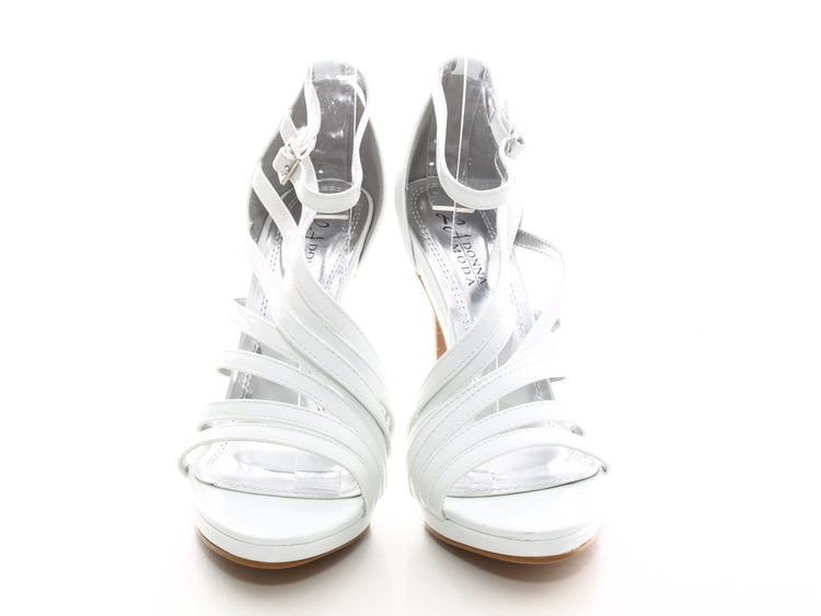 Women's High Heel Bridal Pumps with Straps White # 226