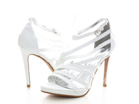 Damen High Heels Brautschuhe Pumps Riemen White # 226