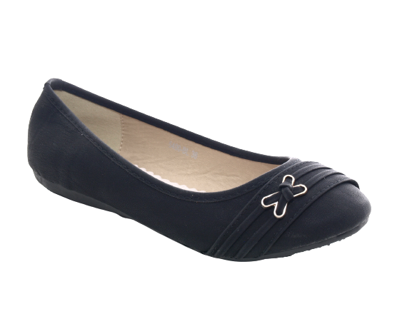 Mocassins ballerines chaussures basses pour femmes à enfiler slip-on plates décontractées noir # 5400