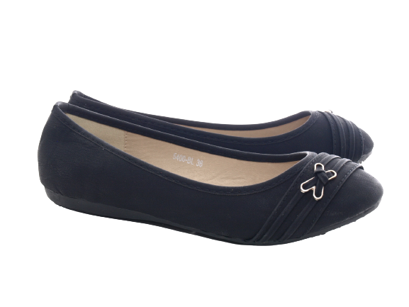 Mocassins ballerines chaussures basses pour femmes à enfiler slip-on plates décontractées noir # 5400