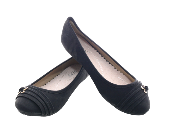 Mocassins ballerines chaussures basses pour femmes à enfiler slip-on plates décontractées noir # 5400