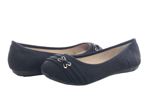 Mocassins ballerines chaussures basses pour femmes à enfiler slip-on plates décontractées noir # 5400