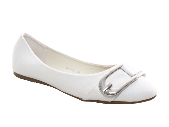 Ballerines mocassins à enfiler pour femmes, chaussures basses, décontractées, blanc # 9699