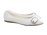 Damen Slipper Halbschuhe Ballerina Loafer Mokassins Slip On Flats Freizeit White # 9699