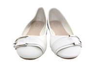 Damen Slipper Halbschuhe Ballerina Loafer Mokassins Slip On Flats Freizeit White # 9699