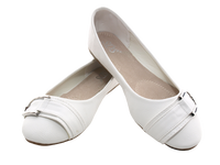 Damen Slipper Halbschuhe Ballerina Loafer Mokassins Slip On Flats Freizeit White # 9699