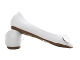 Damen Slipper Halbschuhe Ballerina Loafer Mokassins Slip On Flats Freizeit White # 9699