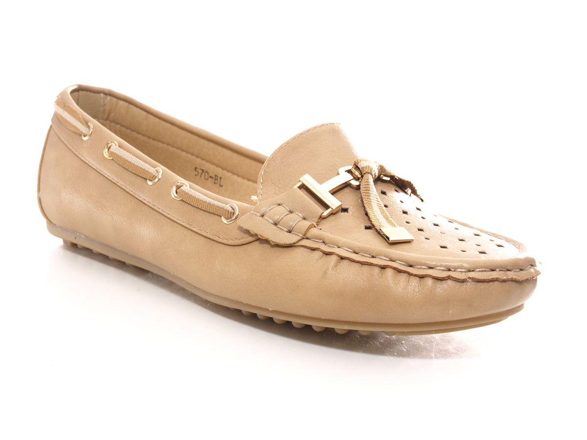Mocassins ballerines sans lacets pour femme, chaussures plates décontractées kaki # 570