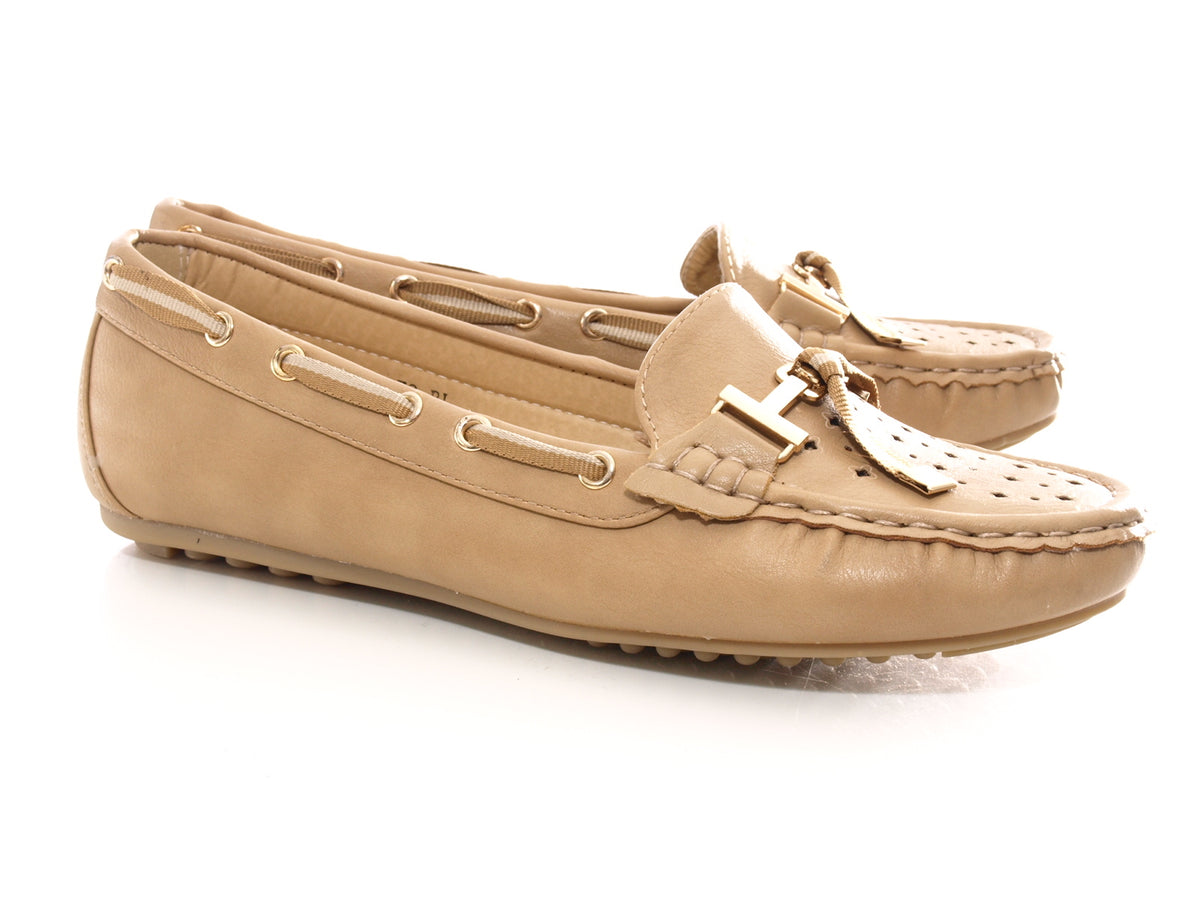 Mocassins ballerines sans lacets pour femme, chaussures plates décontractées kaki # 570