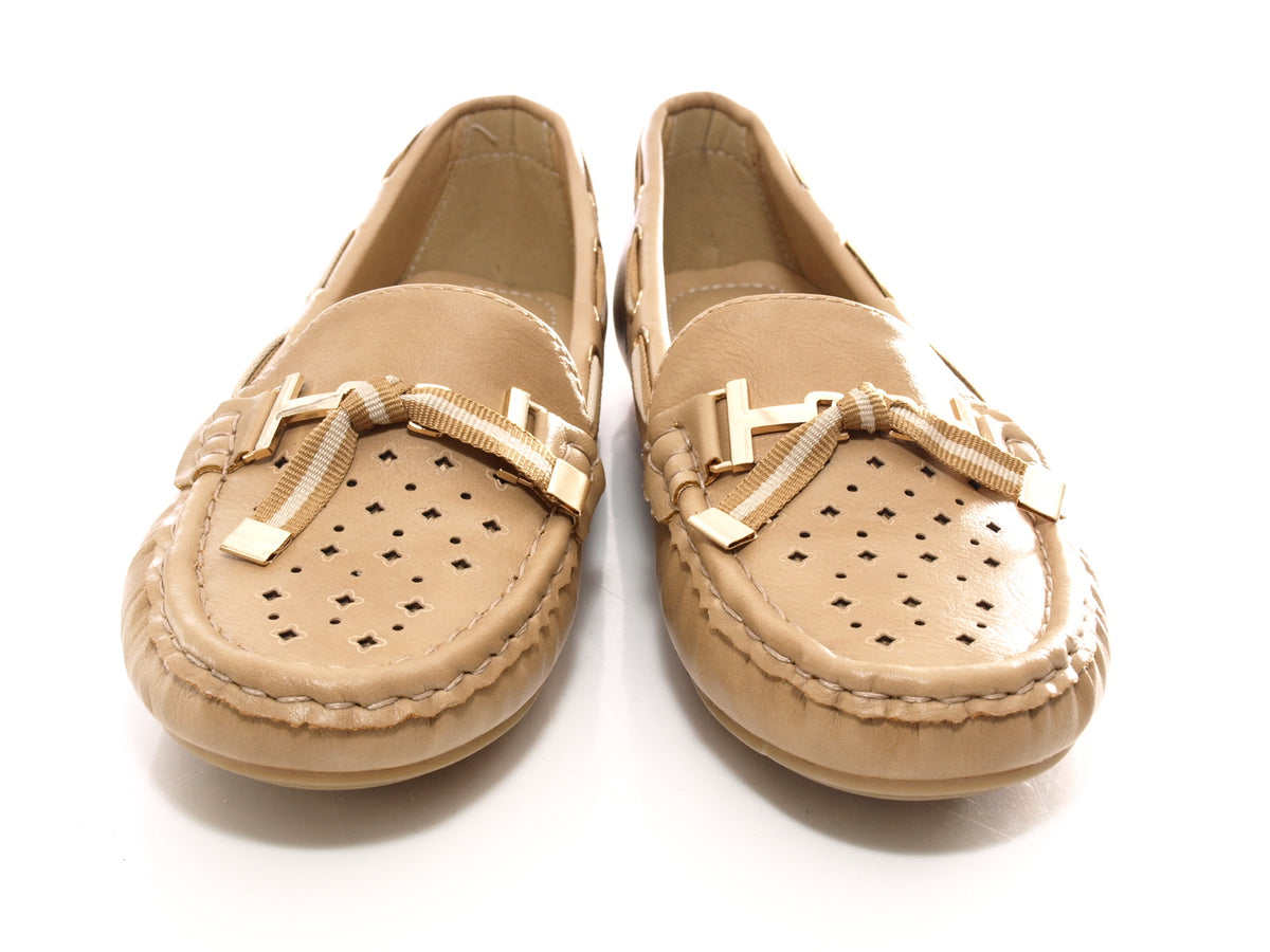 Mocassins ballerines sans lacets pour femme, chaussures plates décontractées kaki # 570