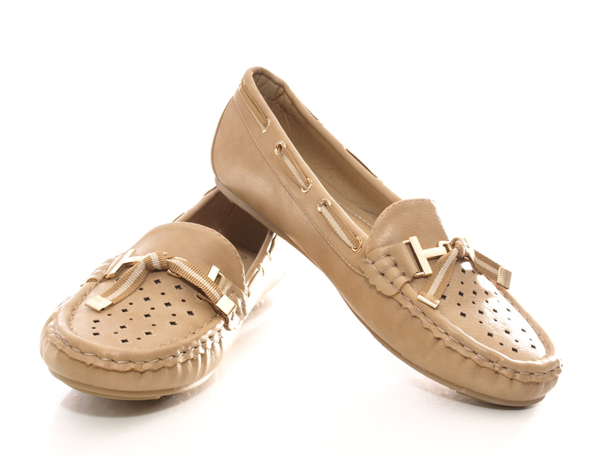 Mocassins ballerines sans lacets pour femme, chaussures plates décontractées kaki # 570