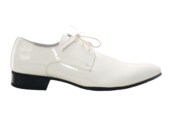 Men's designer business low shoes suit lace-up shoes evening shoes patent look white # 8S788