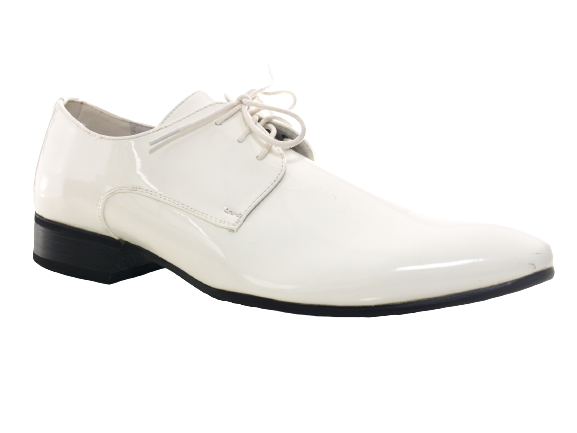 Men's designer business low shoes suit lace-up shoes evening shoes patent look white # 8S788