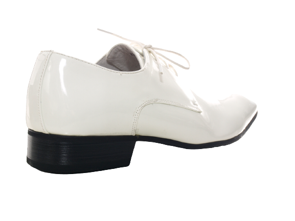 Men's designer business low shoes suit lace-up shoes evening shoes patent look white # 8S788
