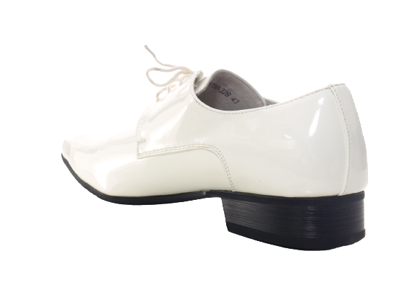 Men's designer business low shoes suit lace-up shoes evening shoes patent look white # 8S788