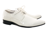 Herren Business Designer Halbschuhe Anzug Schnürr Schuhe Abendschuhe Lack Optik White # 8S788