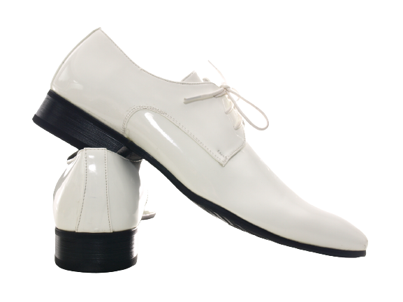 Men's designer business low shoes suit lace-up shoes evening shoes patent look white # 8S788