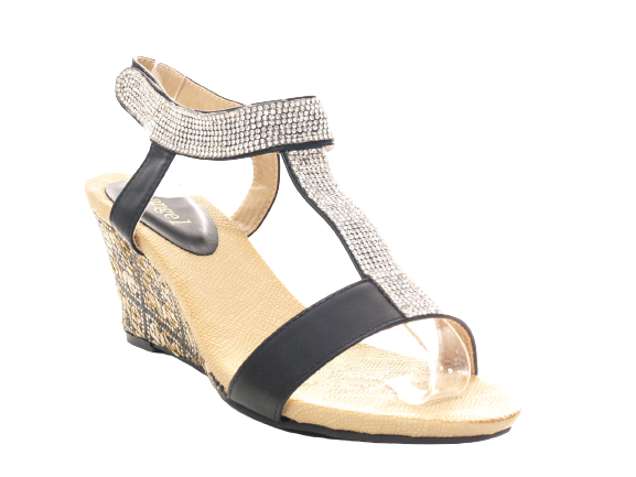 Sandales compensées à plateforme pour femme style spartiate Noir # 006