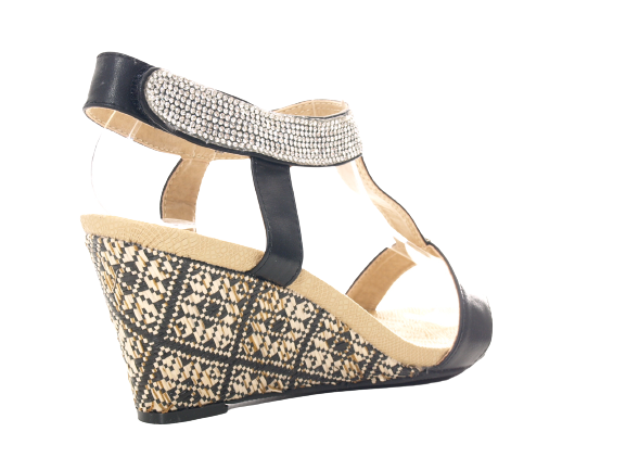 Sandales compensées à plateforme pour femme style spartiate Noir # 006