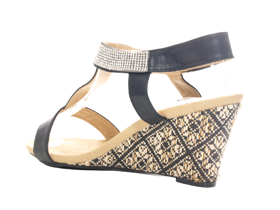 Sandales compensées à plateforme pour femme style spartiate Noir # 006