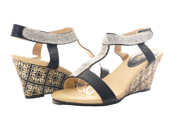 Sandales compensées à plateforme pour femme style spartiate Noir # 006