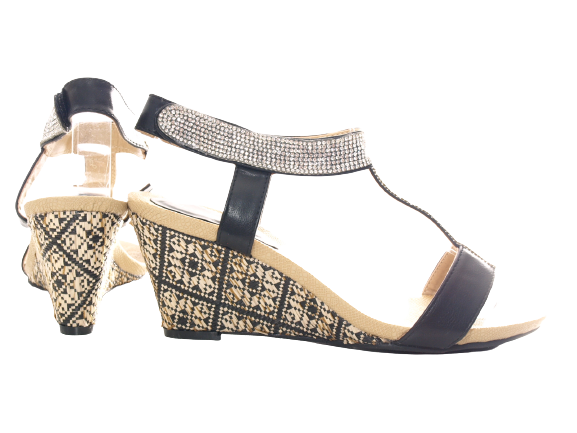 Sandales compensées à plateforme pour femme style spartiate Noir # 006