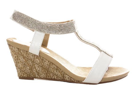 Women's Wedge Heel Platform Sandals Roman White # 006