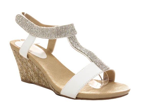 Women's Wedge Heel Platform Sandals Roman White # 006