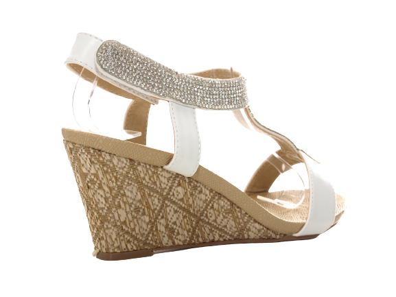 Women's Wedge Heel Platform Sandals Roman White # 006