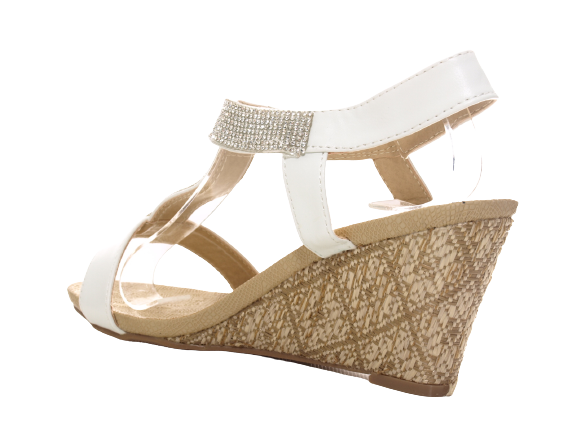Women's Wedge Heel Platform Sandals Roman White # 006