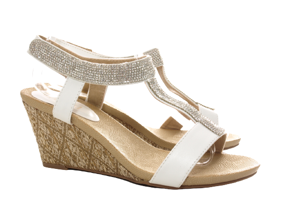 Women's Wedge Heel Platform Sandals Roman White # 006