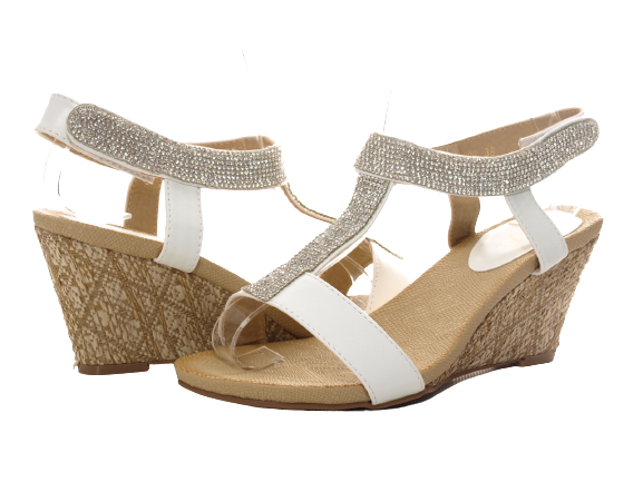 Sandales compensées à plateforme pour femmes style romain blanc # 006